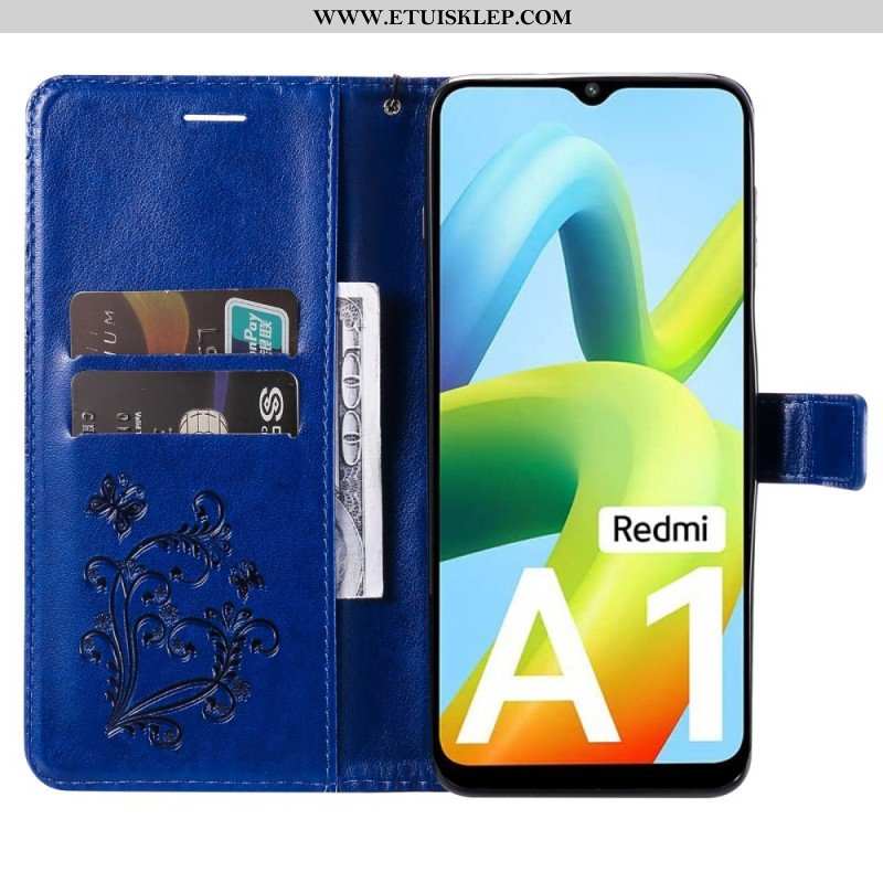 Etui Folio do Xiaomi Redmi A1 z Łańcuch Gigantyczne Motyle Paskowe